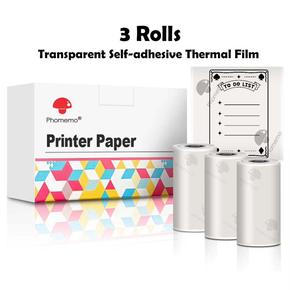 Thermal Paper for T02/M02X Portable Printer Self-Adheisve Labels Sticky Fit DIY Photo Texts Study Notes 53Mm Printing